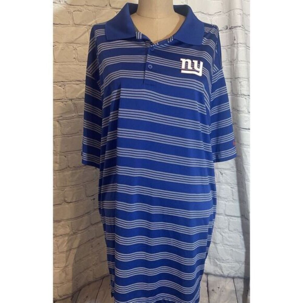 New York Giants Men's 2xl Nike Dri-Fit On Field Blue /white Stripe Polo Shirt